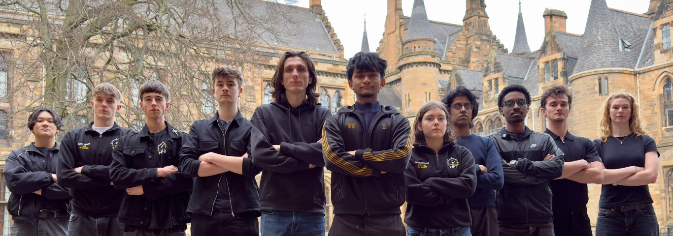 The HFR team in front of the University of Glasgow